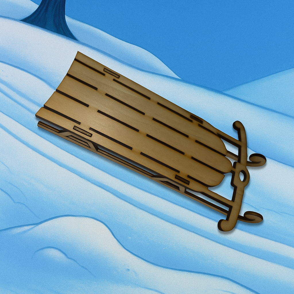 Snap-Together Laser-Cut Sled – Precision Crafted Wooden Model (Approx. 4x7”)